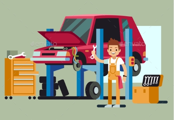 Smiling Professional Car Repair Man - Services Commercial / Shopping