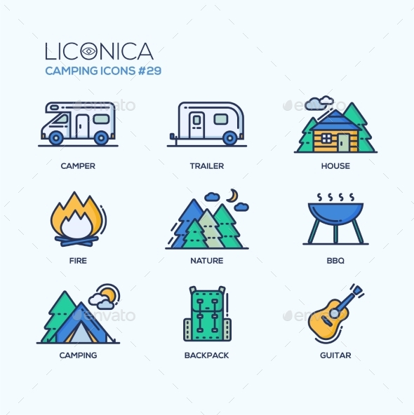 Camping Time - Modern Vector Icons Set. - Miscellaneous Icons