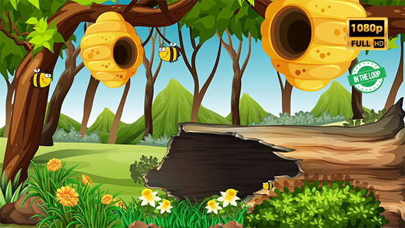 Bee Cartoon Background 2