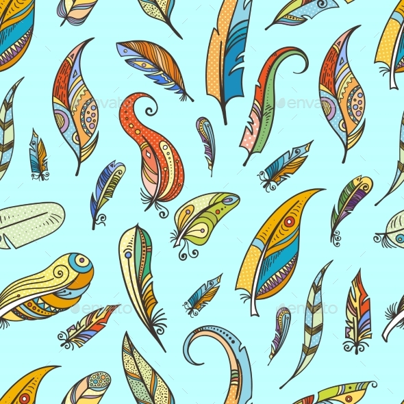 Tribal Feathers in Boho Style - Backgrounds Decorative