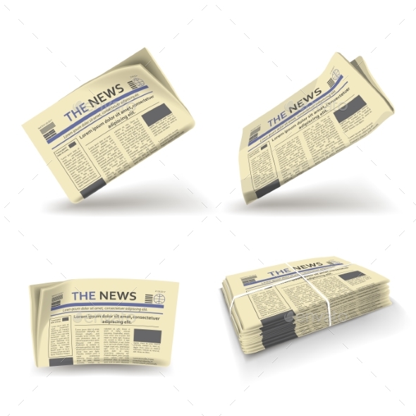 Newspaper Folded Open and Stack Vector Isolated - Miscellaneous Vectors