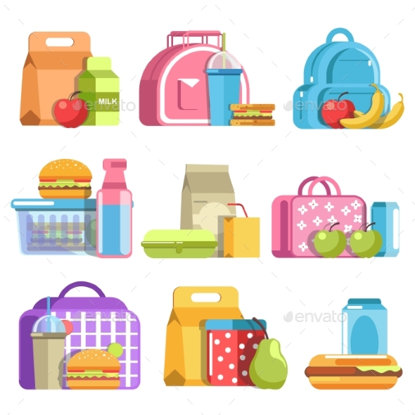 School Lunch and Meal Boxes - Food Objects