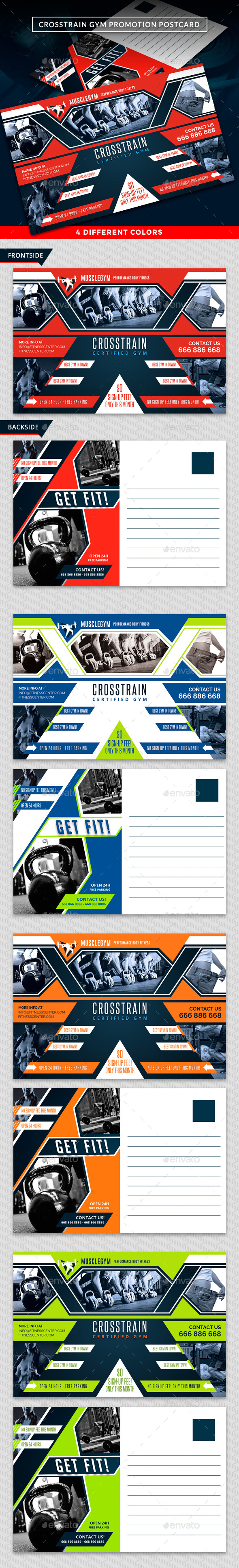 Cross Training Gym Postcard Template - Cards & Invites Print Templates