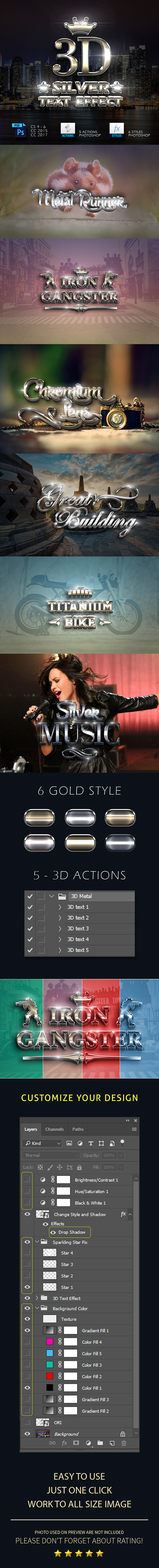 3D Silver Text Effect - Text Effects Actions