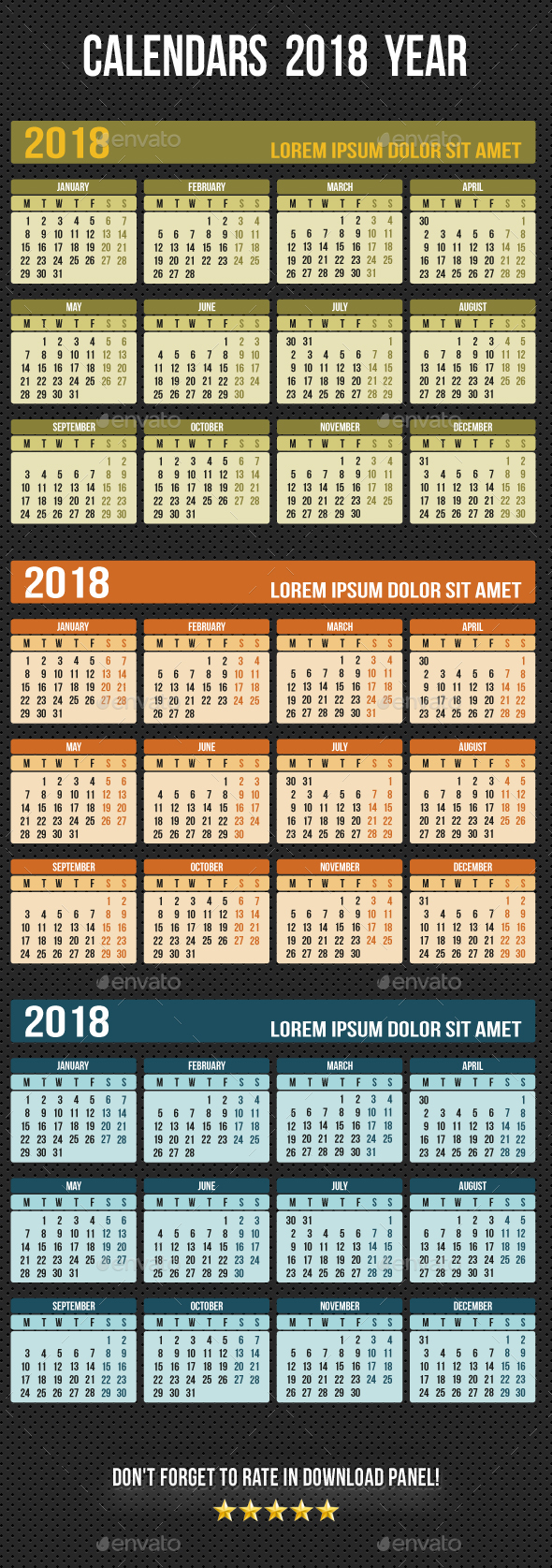 Calendar 2018 Year