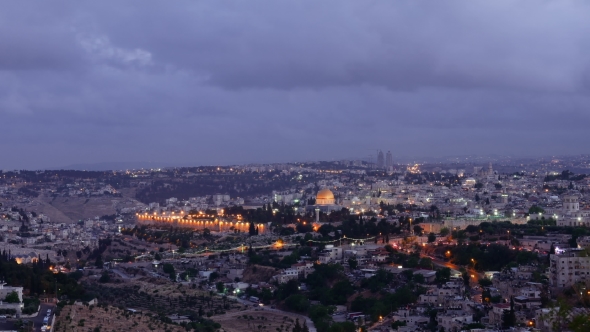 Night Falls Over Jerusalem City