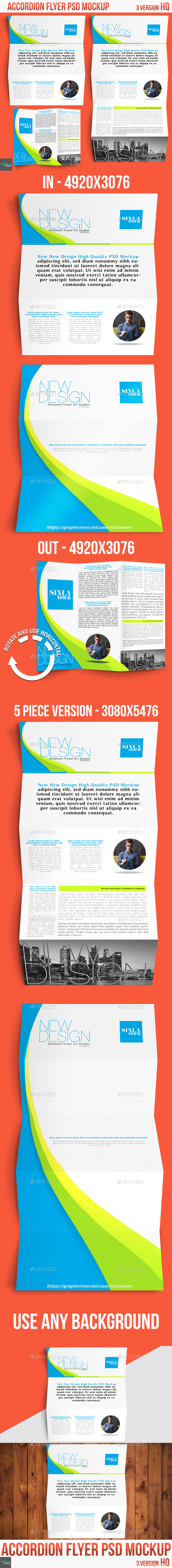 Realistic Accordion Flyer Mockup - Flyers Print