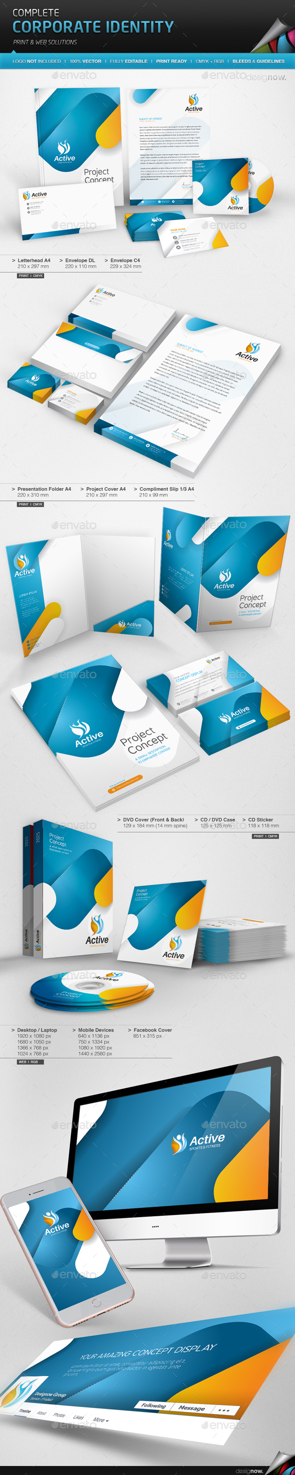 Corporate Identity - Active - Stationery Print Templates