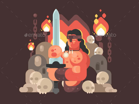 Courageous Warrior Barbarian Sword - People Characters