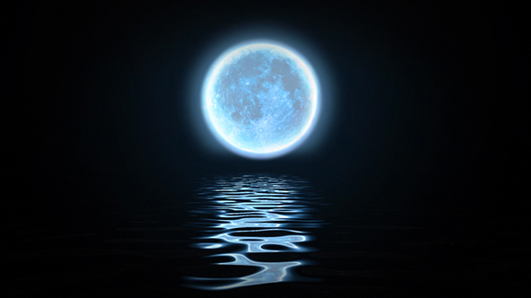 Blue Moon Over Sea
