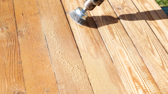 Wood Brushing with Wire Cup Brush for Drill