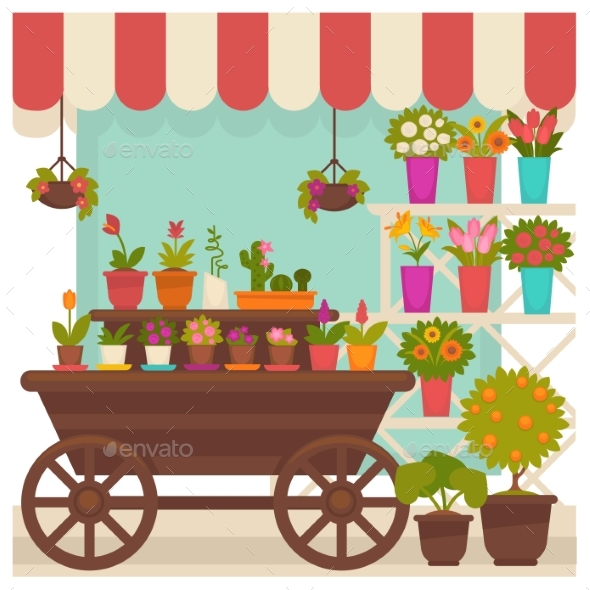 Trade Tent with Beautiful Flowers in Pots - Flowers & Plants Nature