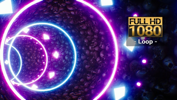 Neon Crystal Light Skull VJ Tunnel Loop Full HD alt
