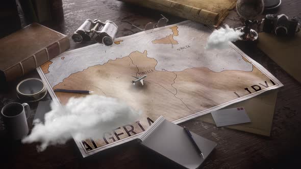 Vintage Travel World Map Country Tunusia Location alt