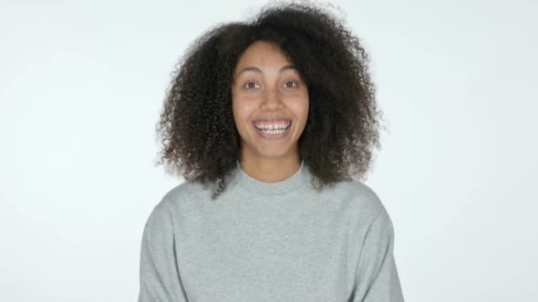 African Woman Yes By Head Shake White Background alt