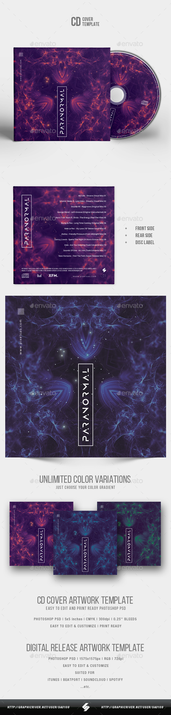 Paranormal - CD Cover Artwork Template - CD & DVD Artwork Print Templates