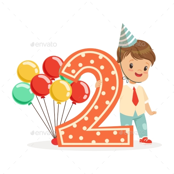 Happy Baby Boy Celebrating His Second - People Characters