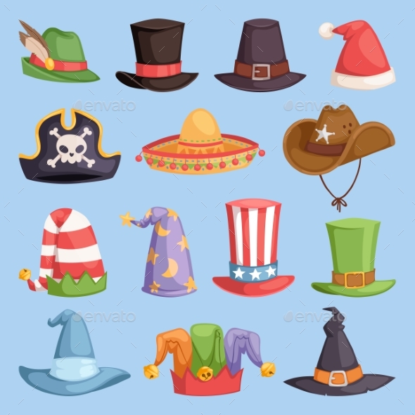 Different Funny Hats for Party and Holidays - Seasons/Holidays Conceptual