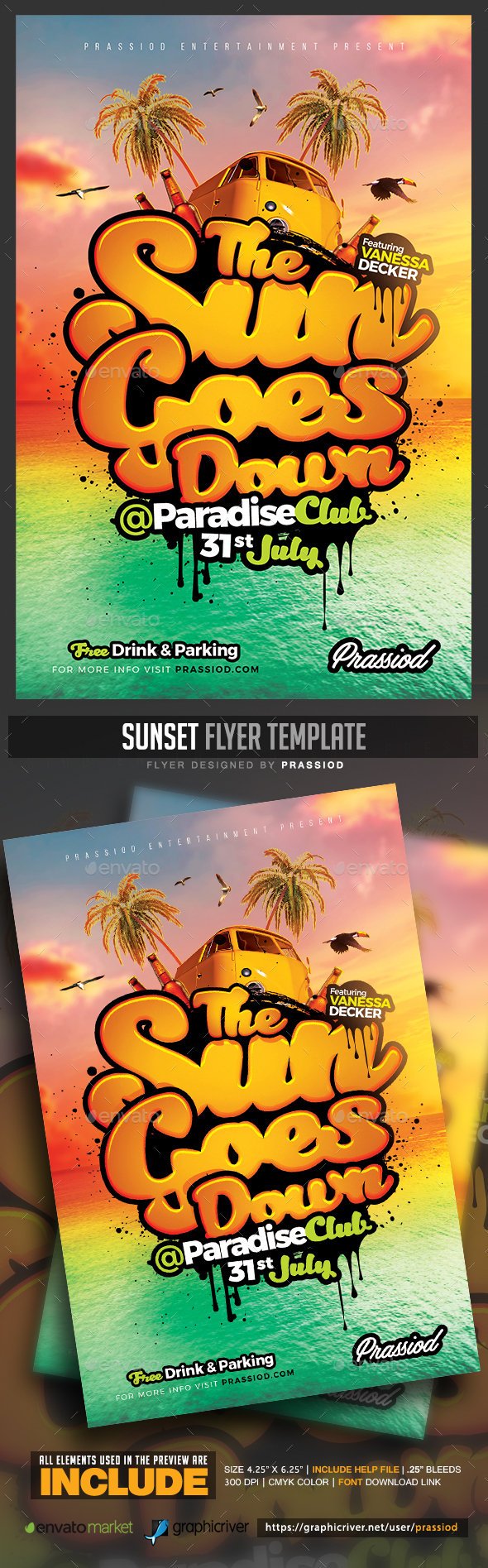 Sunset Flyer Template - Clubs & Parties Events