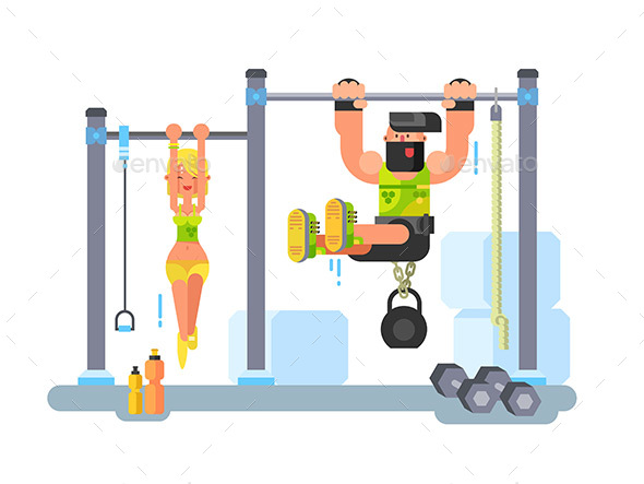 Man and Woman Fitness - People Characters