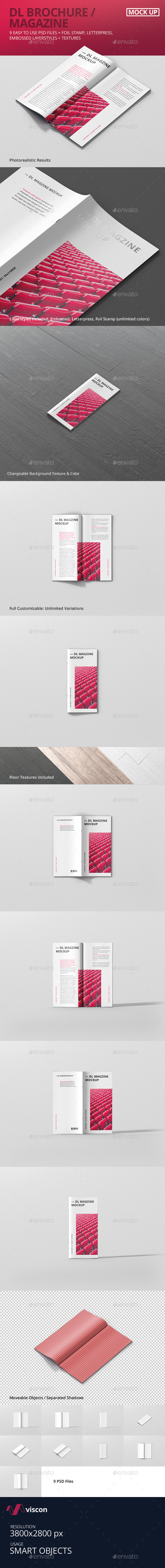 DL Brochure / Magazine Mockup - Magazines Print