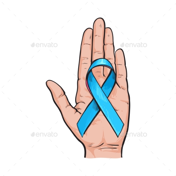 Blue Ribbon Prostate Cancer Awareness Symbol - Health/Medicine Conceptual