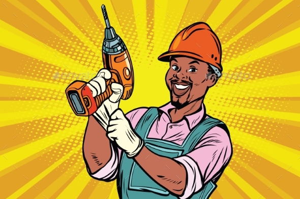 Construction Worker with a Drill - Concepts Business