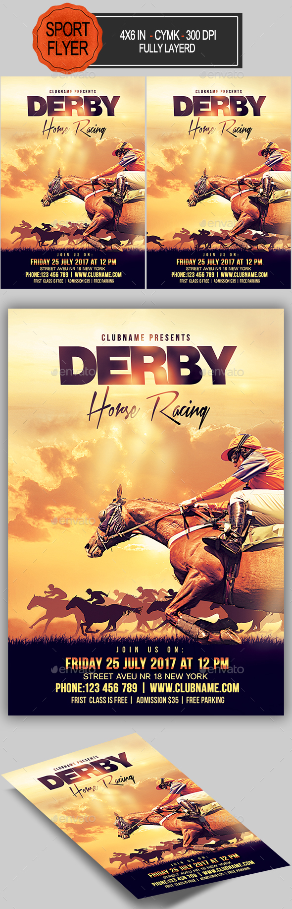 Derby Horse Racing Flyer by ionescu_stefania | GraphicRiver