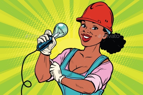 Construction Worker with Light Bulb - Industries Business