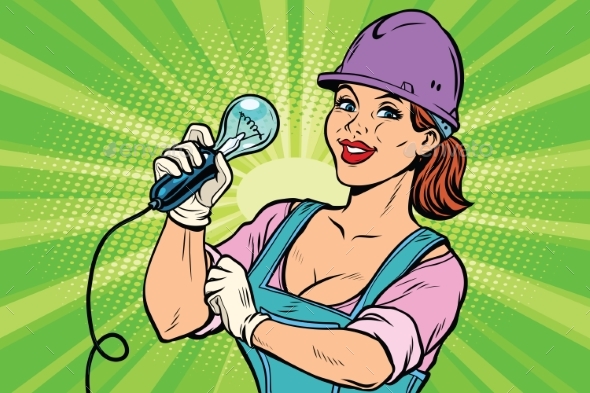 Construction Worker with Light Bulb - Industries Business