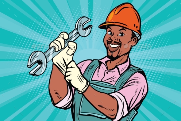 Construction Worker with Wrench - Industries Business
