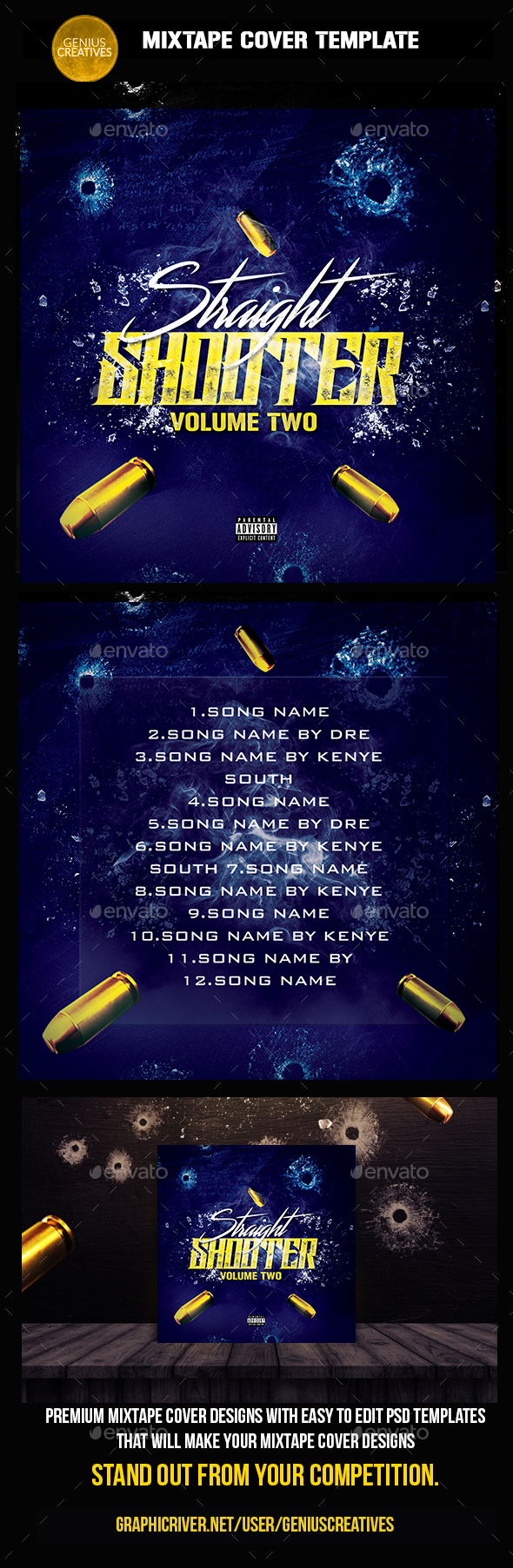 Straight Shooter 2 Mixtape Cover - CD & DVD Artwork Print Templates