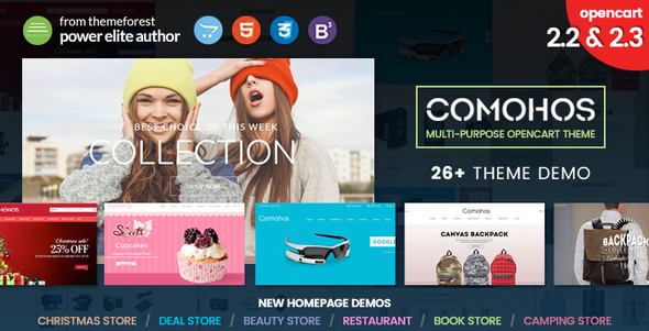 Comohos - Multipurpose Responsive Premium OpenCart 2.2 - 2.3 Theme with 28+ Unique Designs - Fashion OpenCart