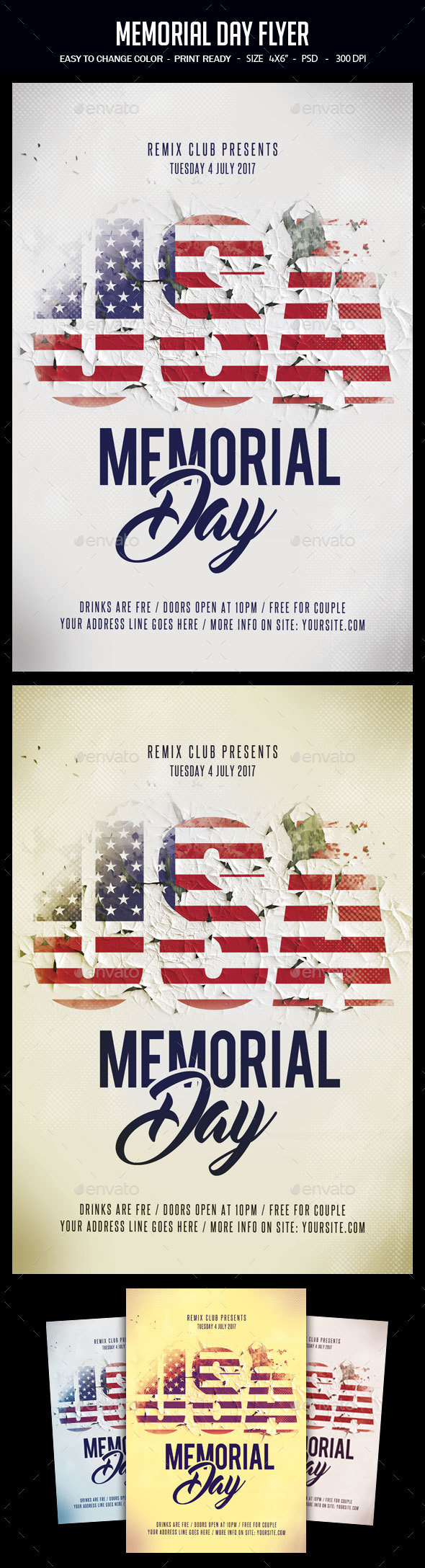 Memorial Day Flyer - Clubs & Parties Events