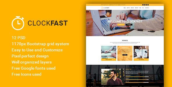 ClockFast - Multipurpose Creative Business PSD Template - Corporate PSD Templates