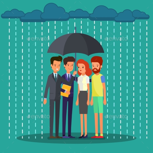 Concept of Risk Security, Insurance. - People Characters