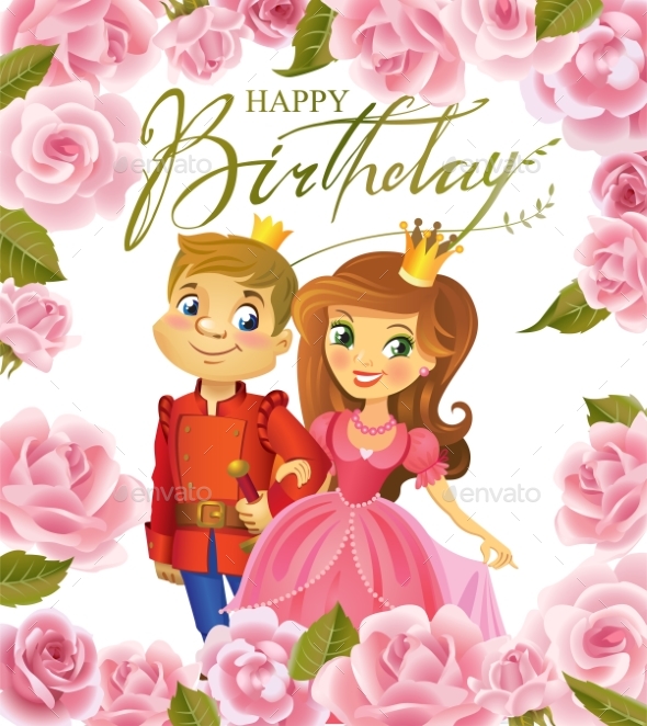 Happy Birthday, Princess and Prince, Greeting Card - People Characters