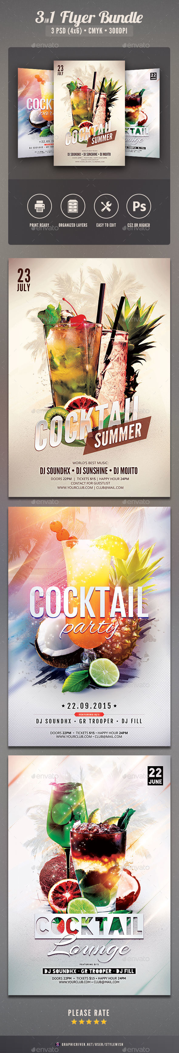 Cocktail Flyer Bundle - Clubs & Parties Events