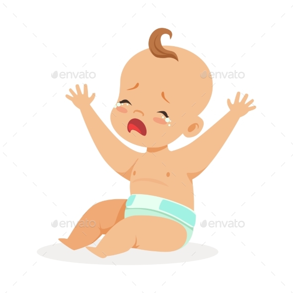 Baby in a Diaper Crying - People Characters