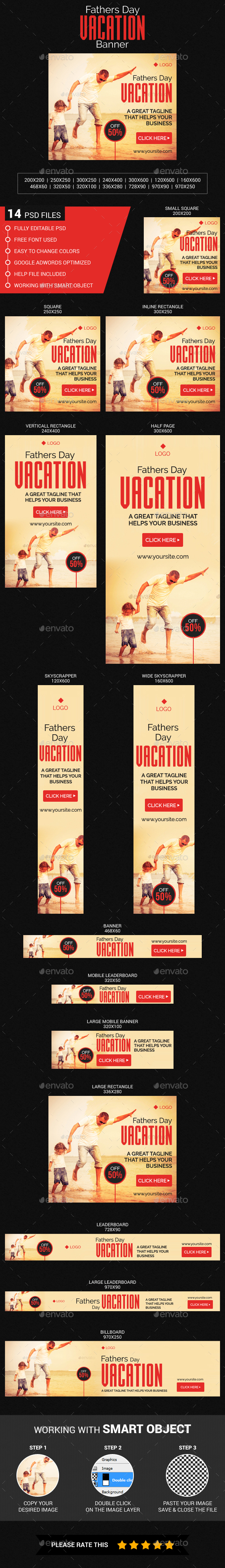 Fathers Day Vacation - Banners & Ads Web Elements