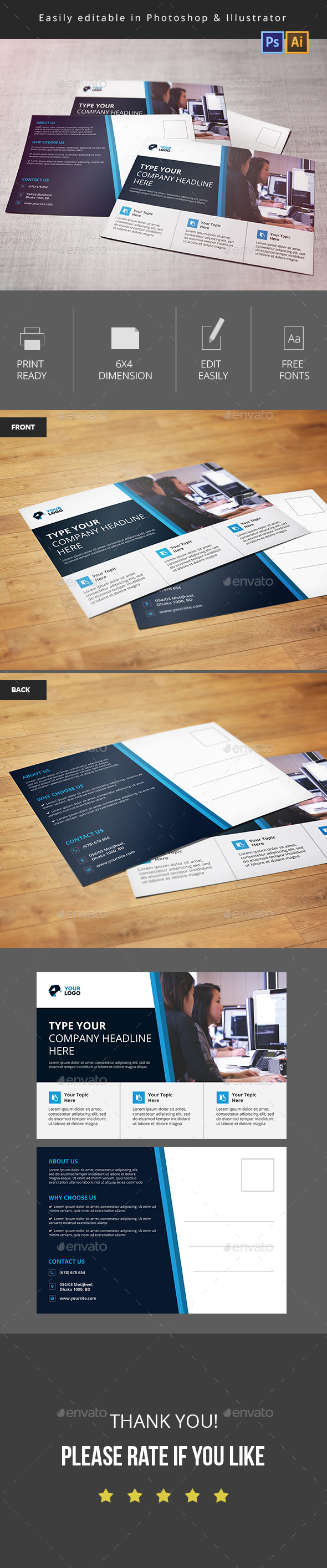 Postcard - Cards & Invites Print Templates
