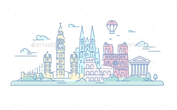 European Countries - Vector Line Travel - Travel Conceptual