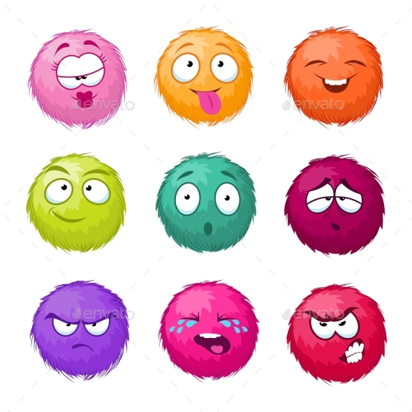 Colorful Cartoon Fluffy Ball Character - Miscellaneous Characters