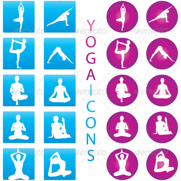 Set of Yoga Icons and Symbols