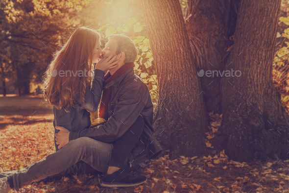 love couple in season on tree - Stock Photo - Images