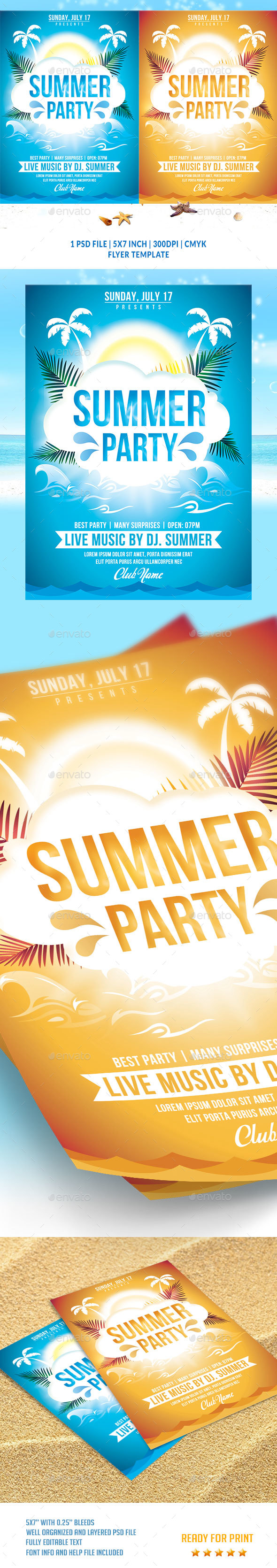 Summer Party Flyer Template v2 - Flyers Print Templates