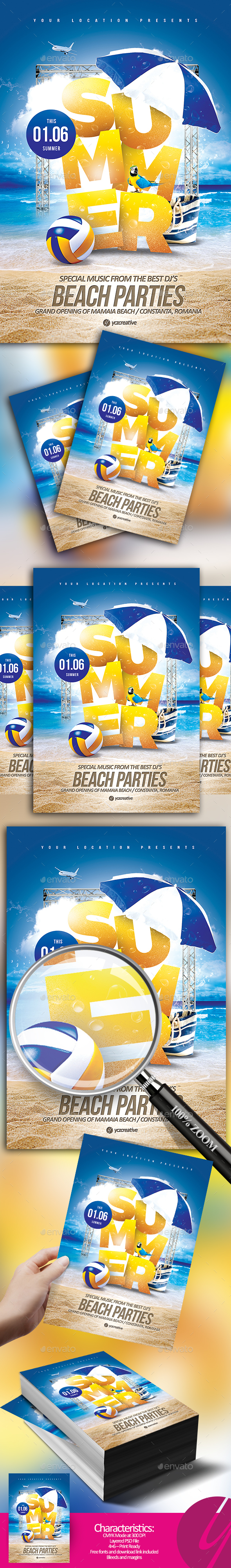 Summer Beach Parties Flyer - Clubs & Parties Events