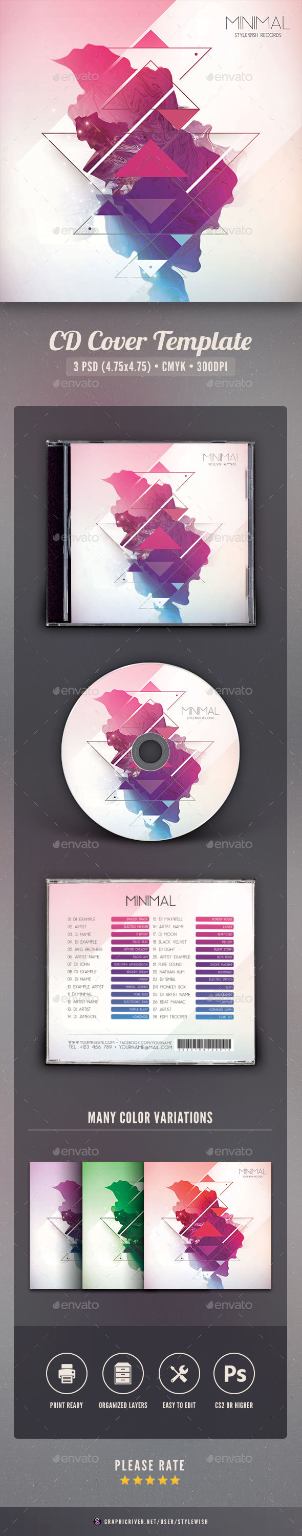 Minimal CD Cover Artwork - CD & DVD Artwork Print Templates