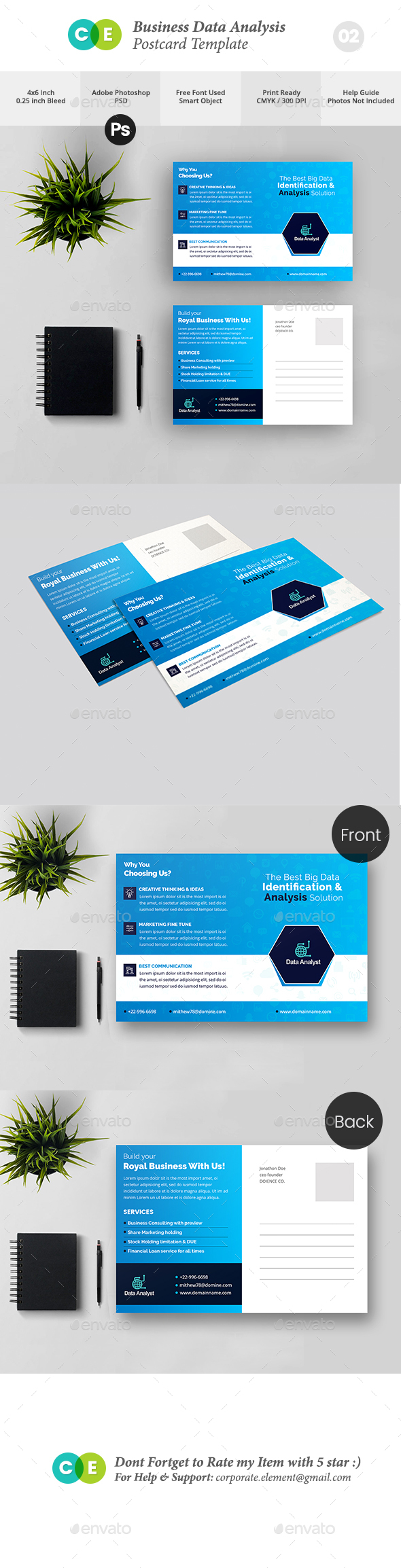 Pro Business Data Analysis Postcard V02 - Cards & Invites Print Templates
