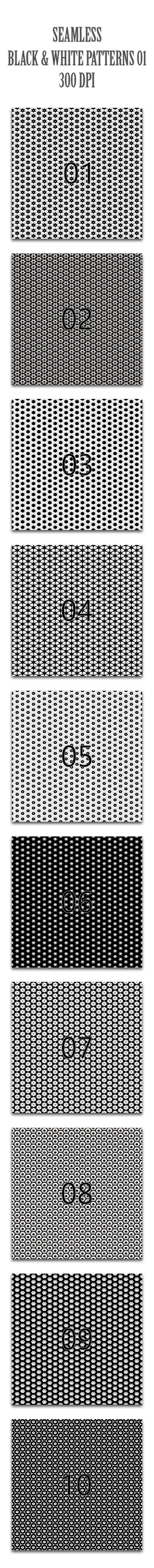 Seamless Black & White Patterns 01 - Textures / Fills / Patterns Photoshop